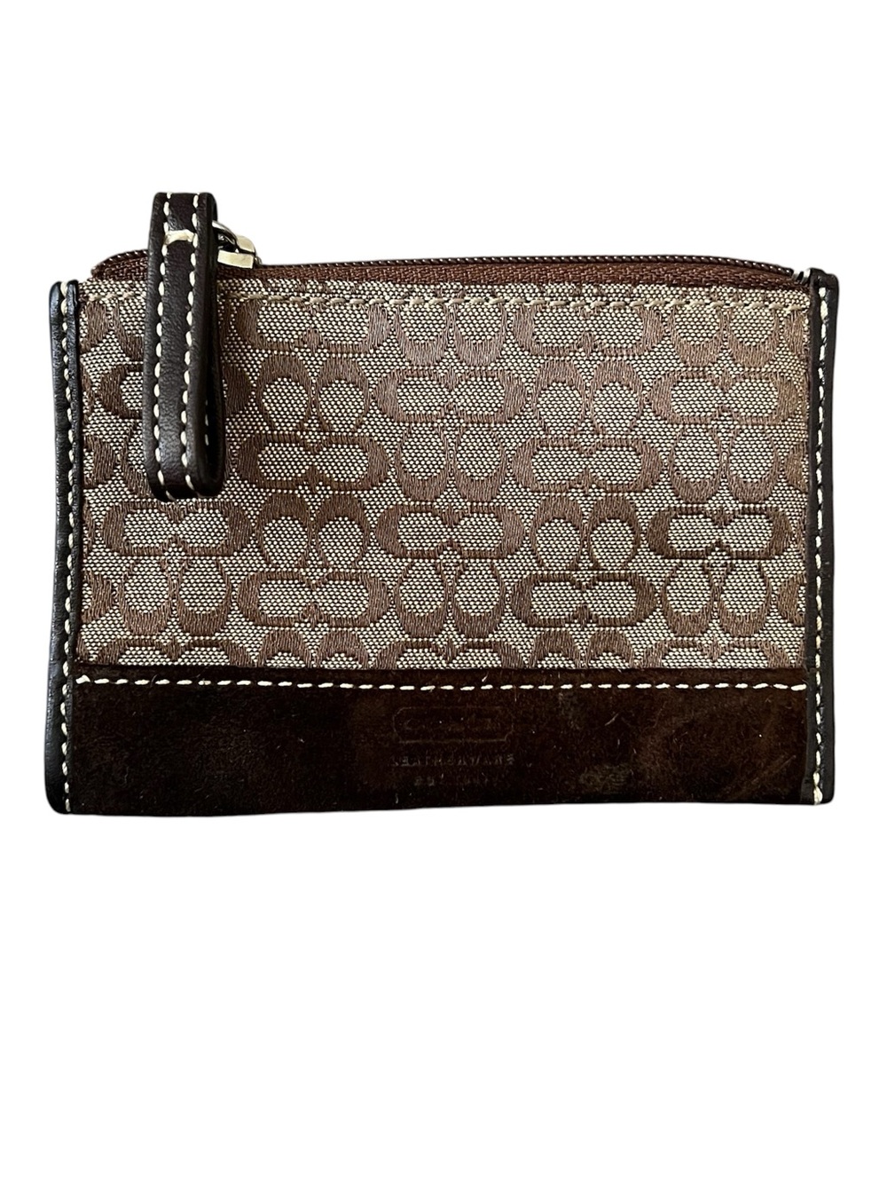 Y2K Coach Brown Signature Canvas Zip coin purse